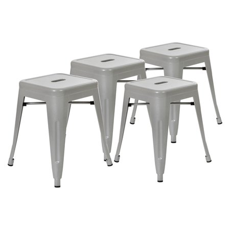 Flash Furniture 4 Pack 18 Inch Silver Metal Stool ET-BT3503-18-SIL-GG